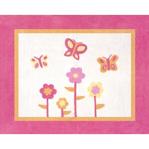 Butterfly Floor Pink/Orange Area Rug