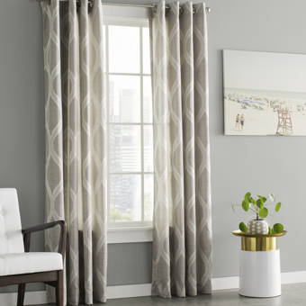 Wrought Studio Baronne Geometric Semi Sheer Grommet Curtain Panels Reviews Wayfair