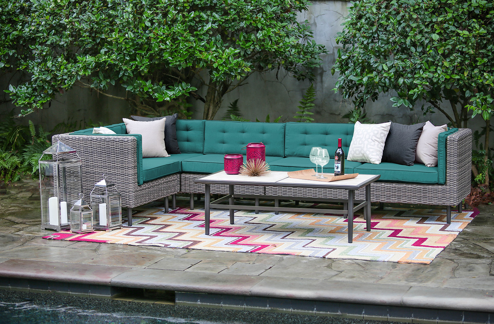 Kenn 6 Piece Sunbrella Sectional Seating Group With Cushions