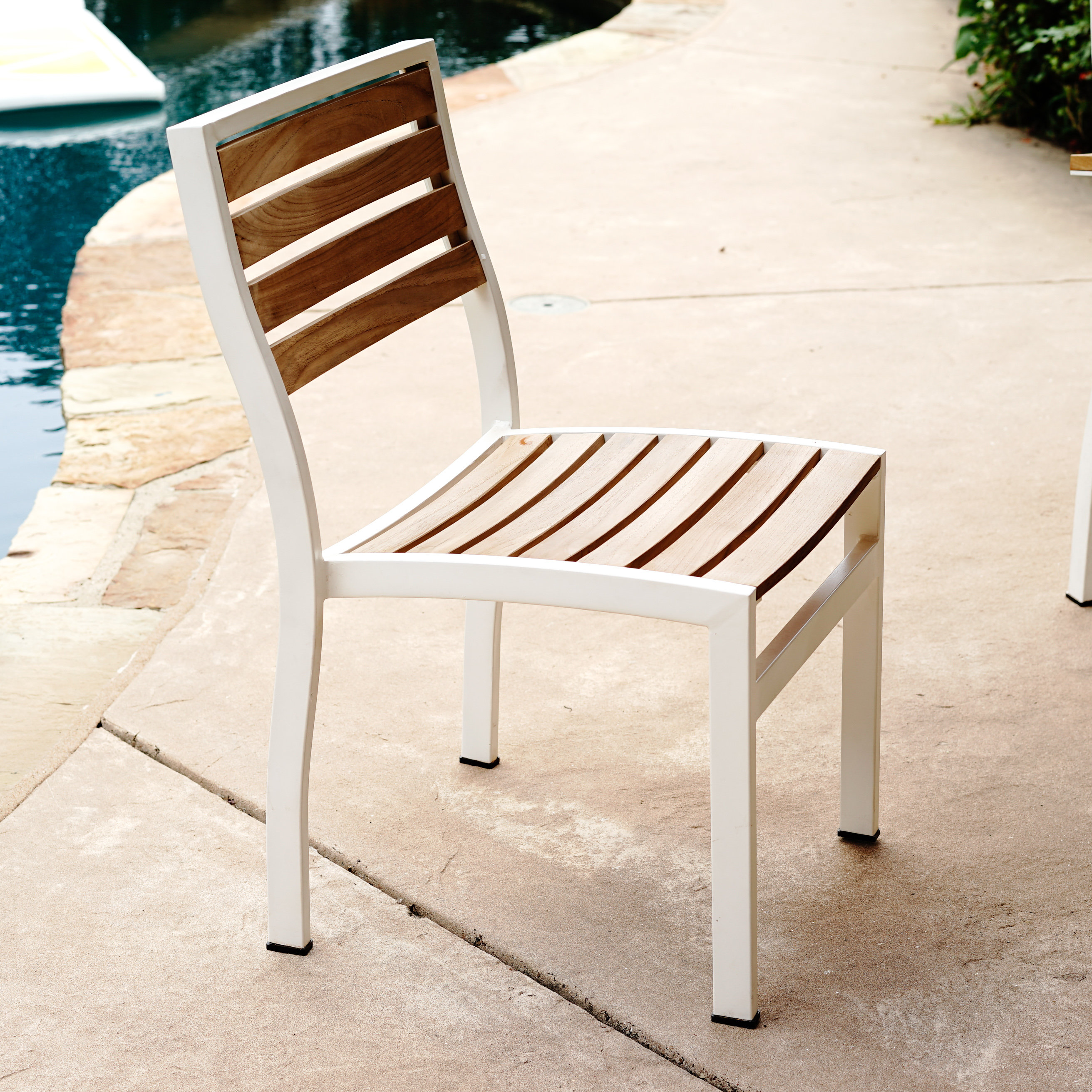 Beespoke Catalina Outdoor Armless Stacking Teak Patio Dining Chair Teak Patio Dining Chair