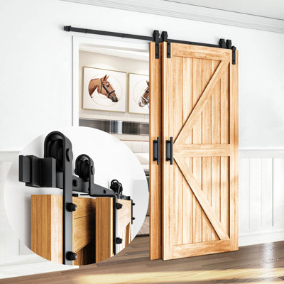 Low Ceiling Single Bypass Double Door Barn Hardware Kit Bronco Hardware Track Length 120 in