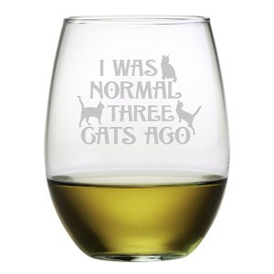 Three Cats Ago Stemless Wine Glass (Set of 4)