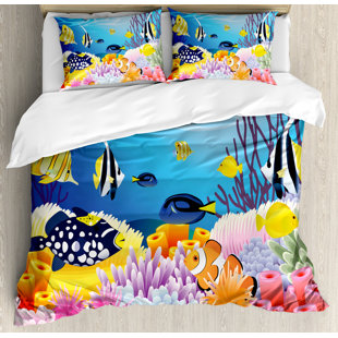 Ocean Nursery Wayfair Ocean Water Life With Diffe Kind Of Fishes C Reefs And Sponges Kids Nursery Theme Duvet Cover Set