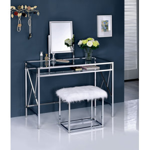 Enid Contemporary Vanity Set with Mirror by Everly Quinn