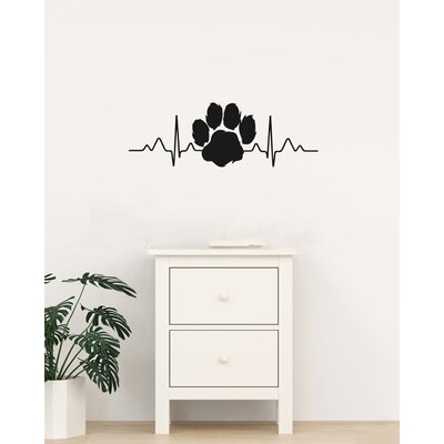 Dog Paw Print Heartbeat Vinyl Wall Words Decal Sticker Home Decor Art Red Barrel Studio® Color: Beige, Size: 15