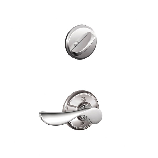 Interior Handleset Champagne Lever and Interior Single Cylinder Deadbolt Thumbturn by Schlage