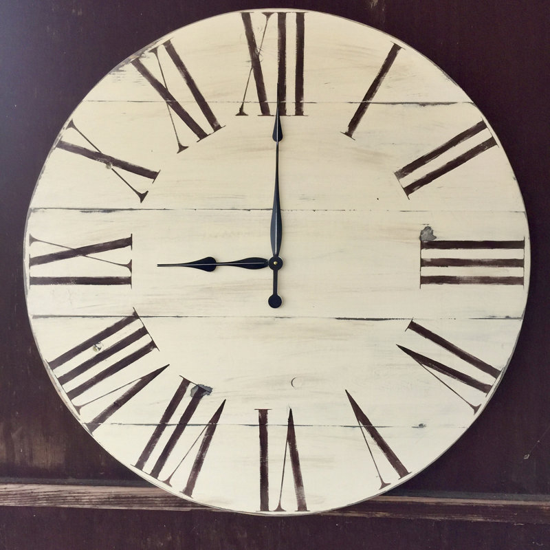 34" Vintage Style Painted Wood Wall Clock