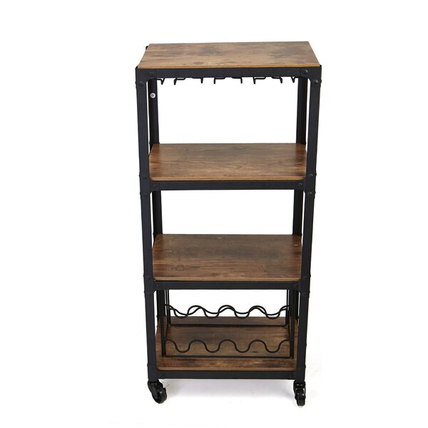 4 Tier Wood and Metal Bar Cart by Mind Reader