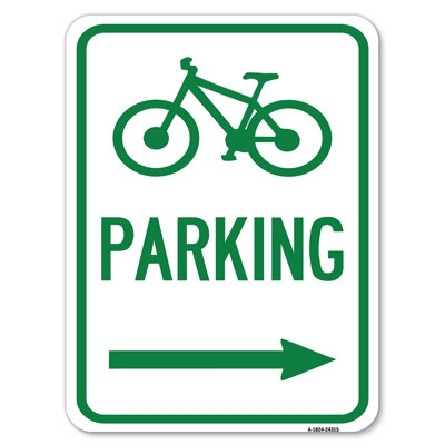 Bicycle Symbol Parking Right Arrow24315 SignMission Size 24 H x 18 W x 1 D