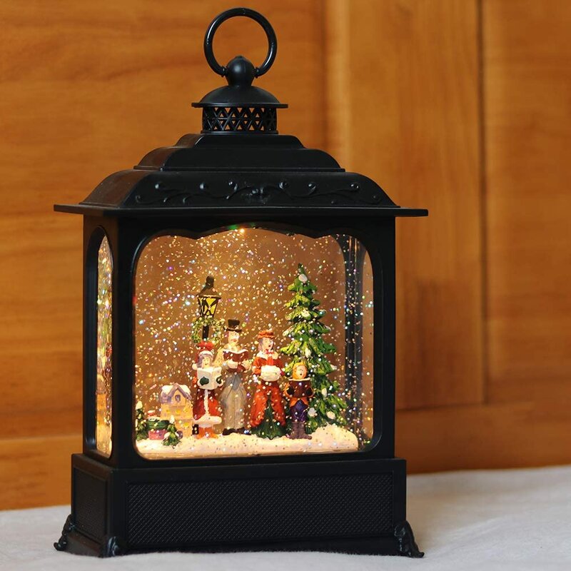 The Holiday Aisle® Musical Snow Globe Lantern With Timer, Lighted USB ...