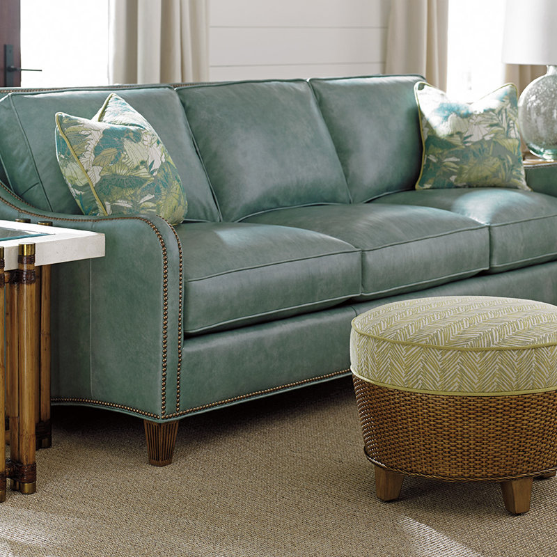 Twin Palms Genuine Leather 84 5 Tuxedo Arm Sofa Joss Main