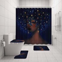 African Lion Bathroom Shower Curtain Toilet Non-slip Cover Mat Set Home Decor √ 
