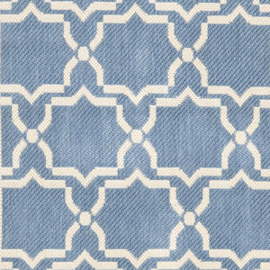 Short Blue/Beige Intricate Outdoor Area Rug
