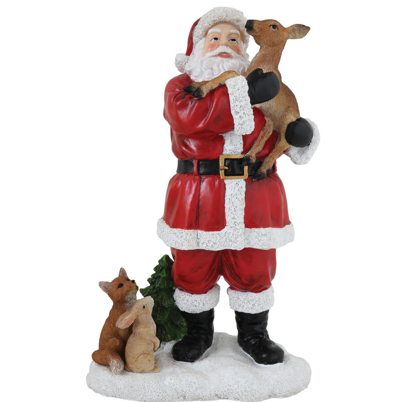 Resin Santa and Woodland Animals Figurine & Reviews | Birch Lane