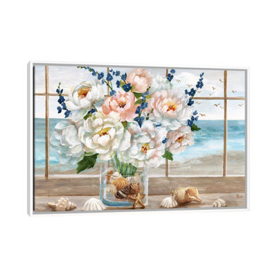 Coastal Window by Nan  Print East Urban Home Format White Framed Size 18 H x 26 W x 15 D