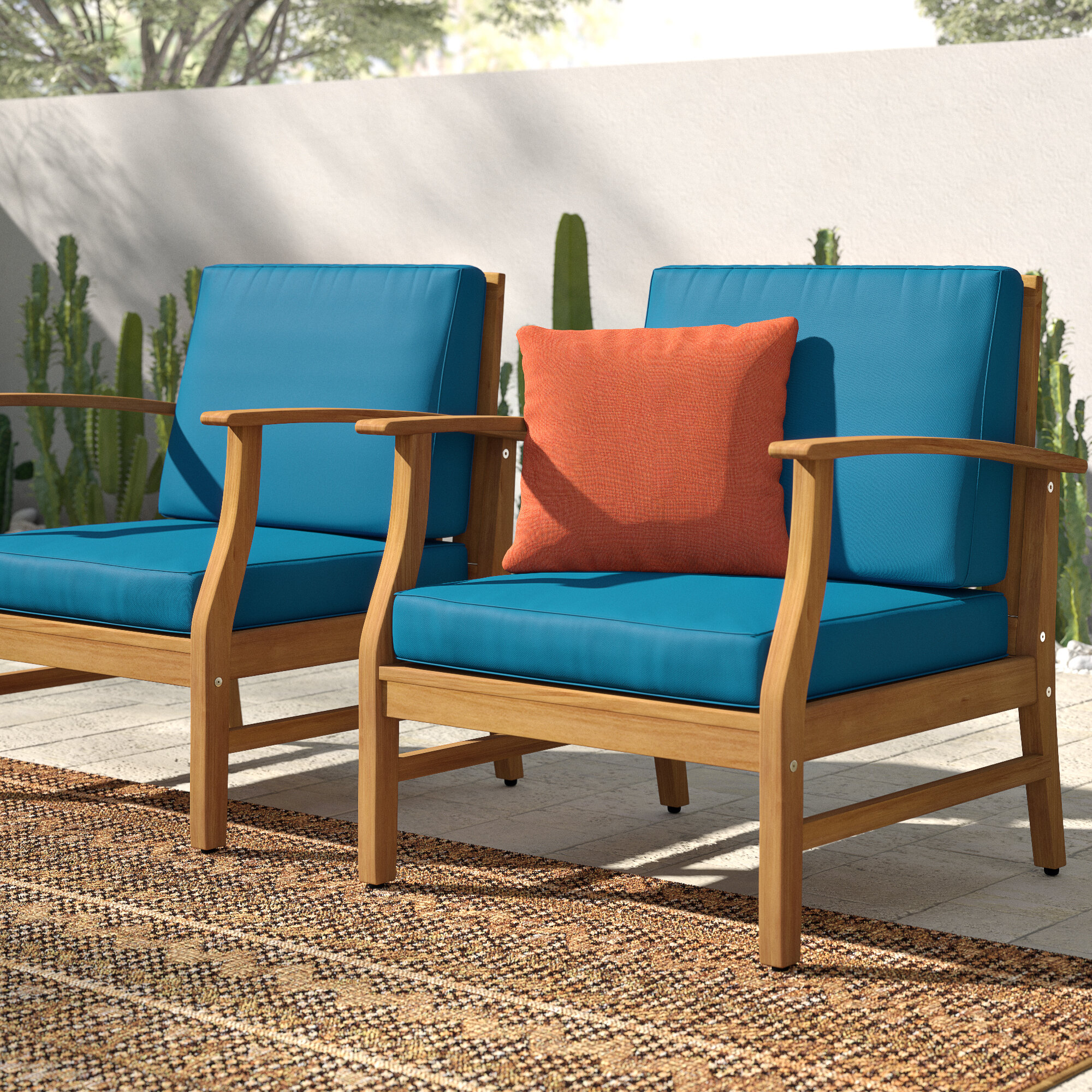 Highland Dunes Joetta Outdoor Wood Patio Chair With Cushions Reviews Wayfair