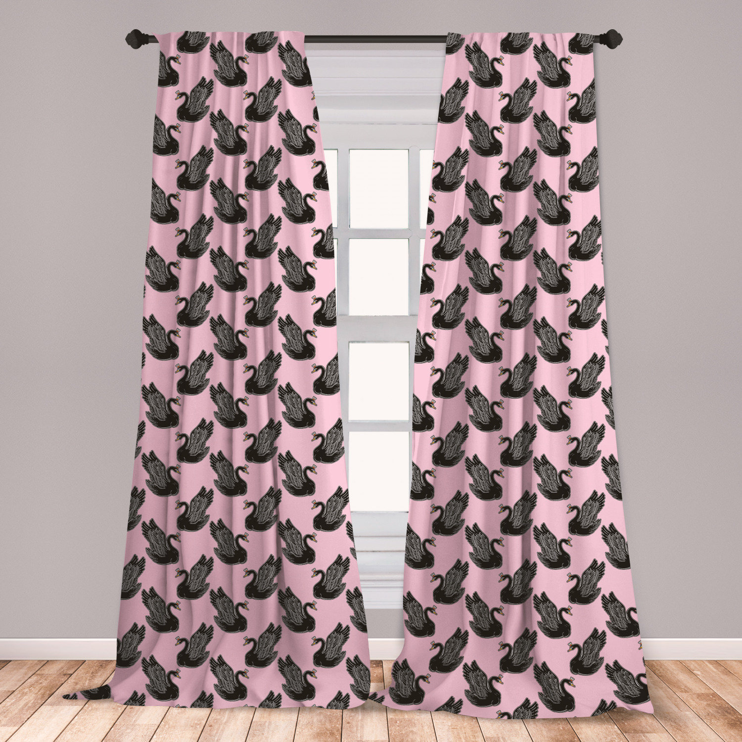 East Urban Home Ambesonne Swan Curtains Vintage Pin Up Pattern