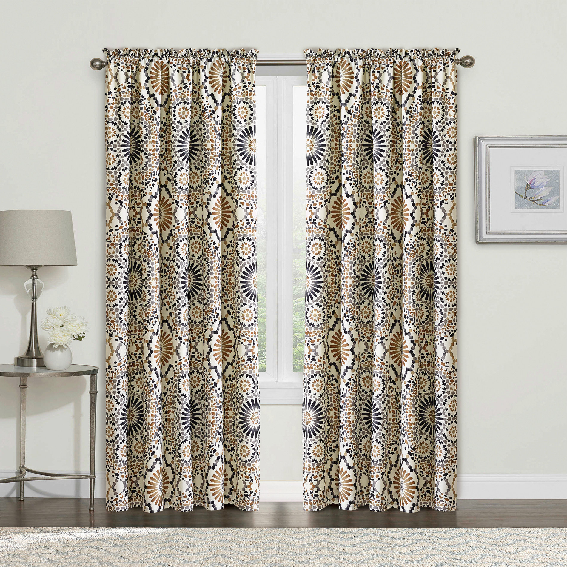 World Menagerie Eriksen Geometric Room Darkening Curtain Panels