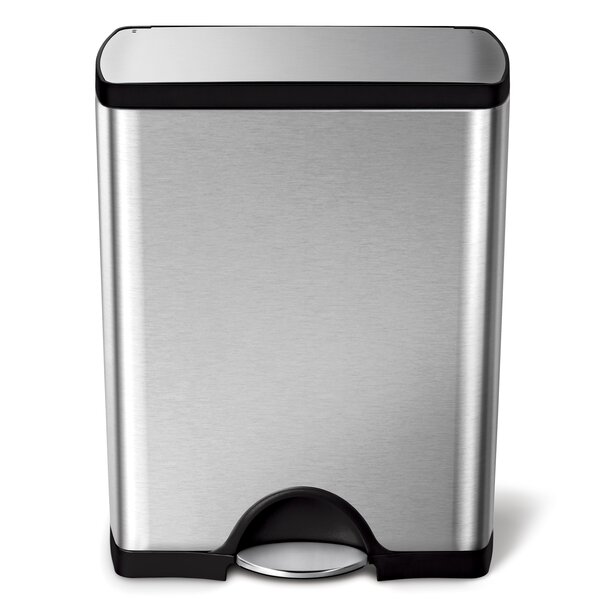 13 Gallon Rectangular Step Trash Can, Brushed Stainless Steel by simplehuman