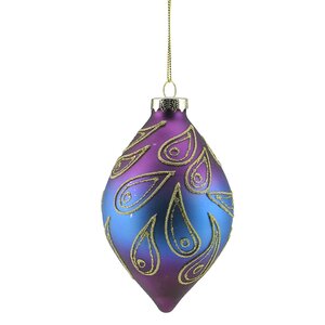 Regal Peacock Glittered Glass Finial Christmas Ornament