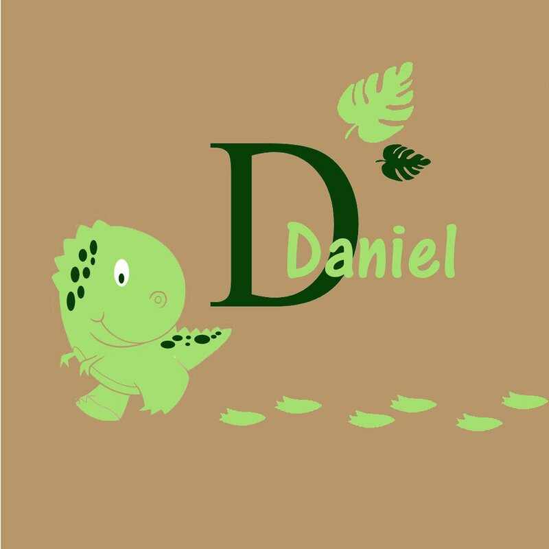 Decalthewalls Baby Dinosaur With Personalized Name And Initial