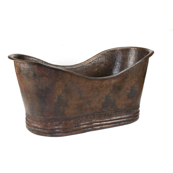 67 x 32 Hammered Copper Double Soaking Bathtub by Premier Copper Products