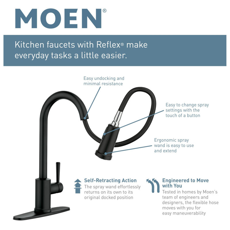 Moen Genta Pulldown Single Handle Kitchen Faucet With Power Boost Technology And Duralock Reviews Wayfair