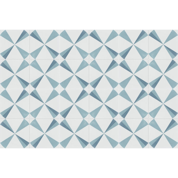 Polaris Azul 8 x 8 Cement Field Tile in Blue/White by Villa Lagoon Tile