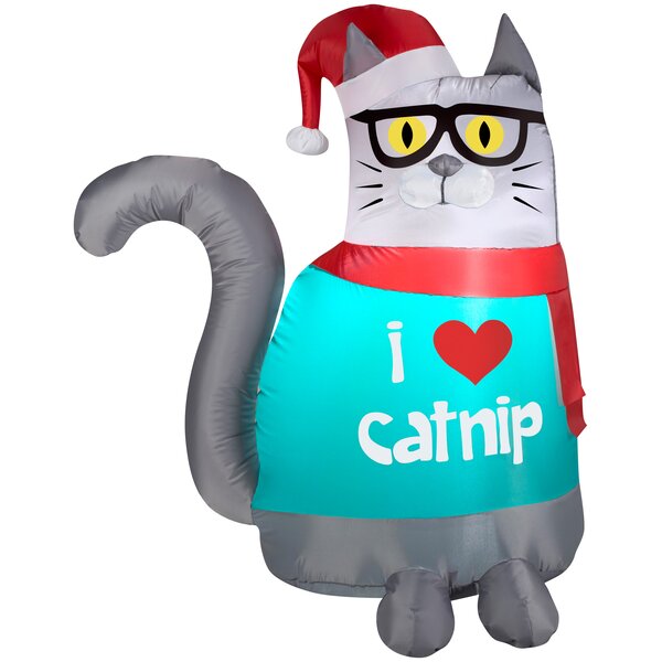 Outdoor Nerdy Cat Christmas Inflatable by The Holiday Aisle