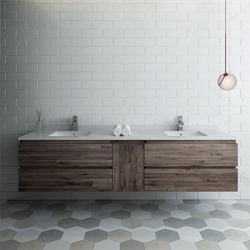 Fresca Formosa 84" Wall-Mounted Double Bathroom Vanity Set ...