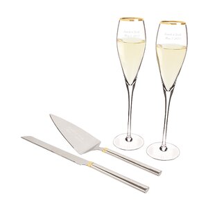 4 Piece Champagne Flutes and Cake Serving Set