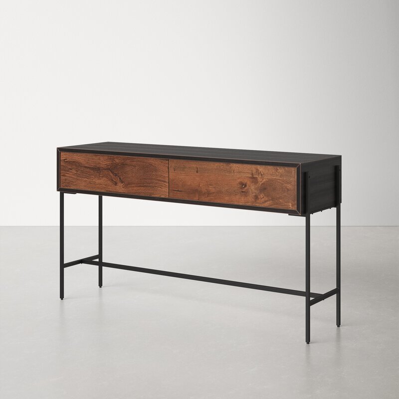 rustic wood industrial console table