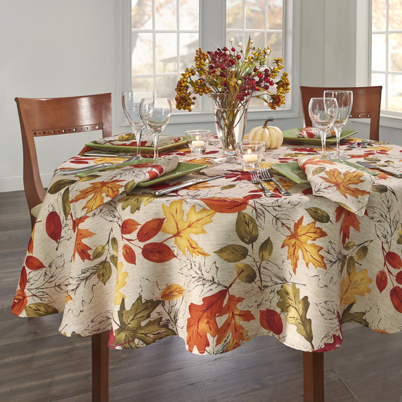 August Grove Rhoton Autumn Leaves Fall Printed Tablecloth ...
