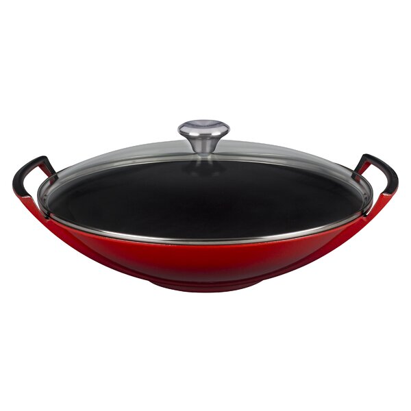 Enameled Cast Iron 12.66 Wok with Lid by Le Creuset