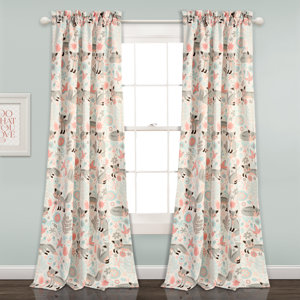 Sidney Animal Print Room Darkening Rod Pocket Curtain Panels (Set of 2)