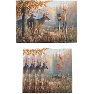 My Daily Autumn Fall Tree Oil Painting Placemats for Dining Table Set of 6 Heat Resistant Washable Polyester Kitchen Table Mats 