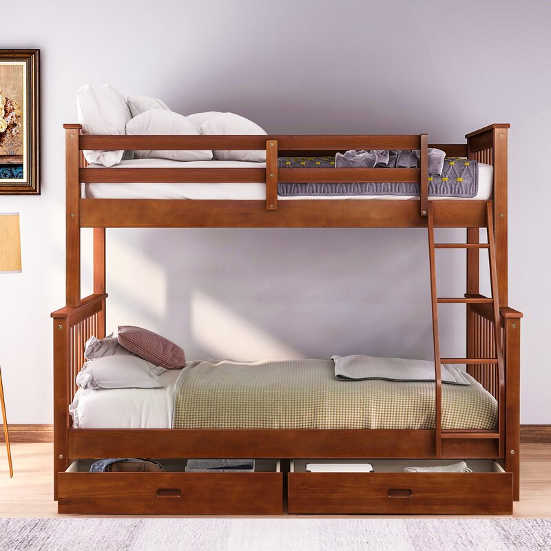 red bunk bed twin over full