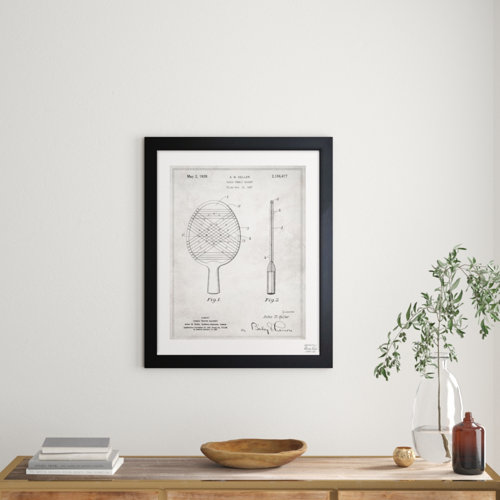 'Table Tennis Racket' Framed Graphic Art East Urban Home Size: 81cm H x 66cm W