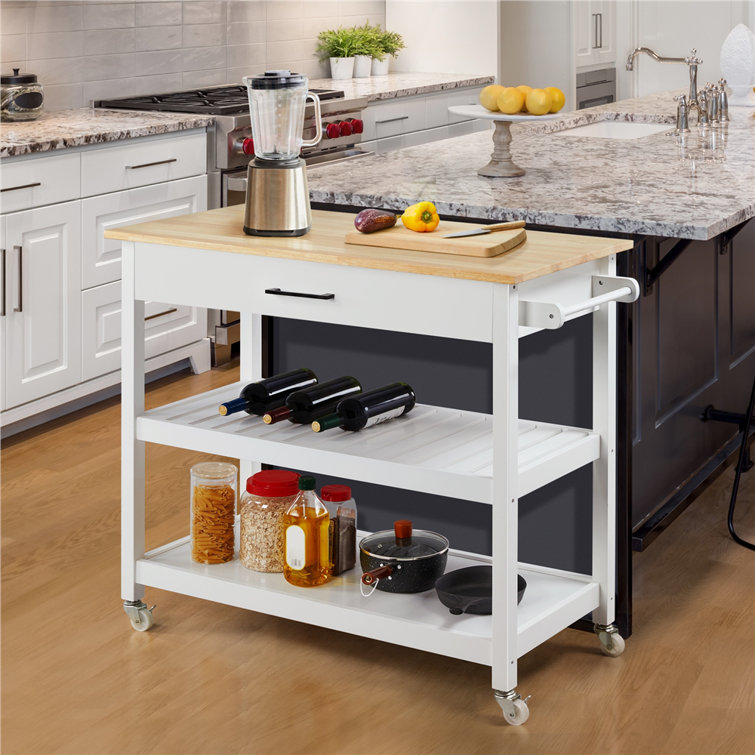 Clinten 40'' Wide Rolling Kitchen Island with Solid Wood Top