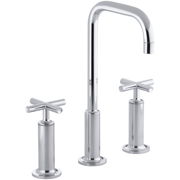 Purist Widespread Bathroom Sink Faucet with High Cross Handles and High Gooseneck Spout by Kohler