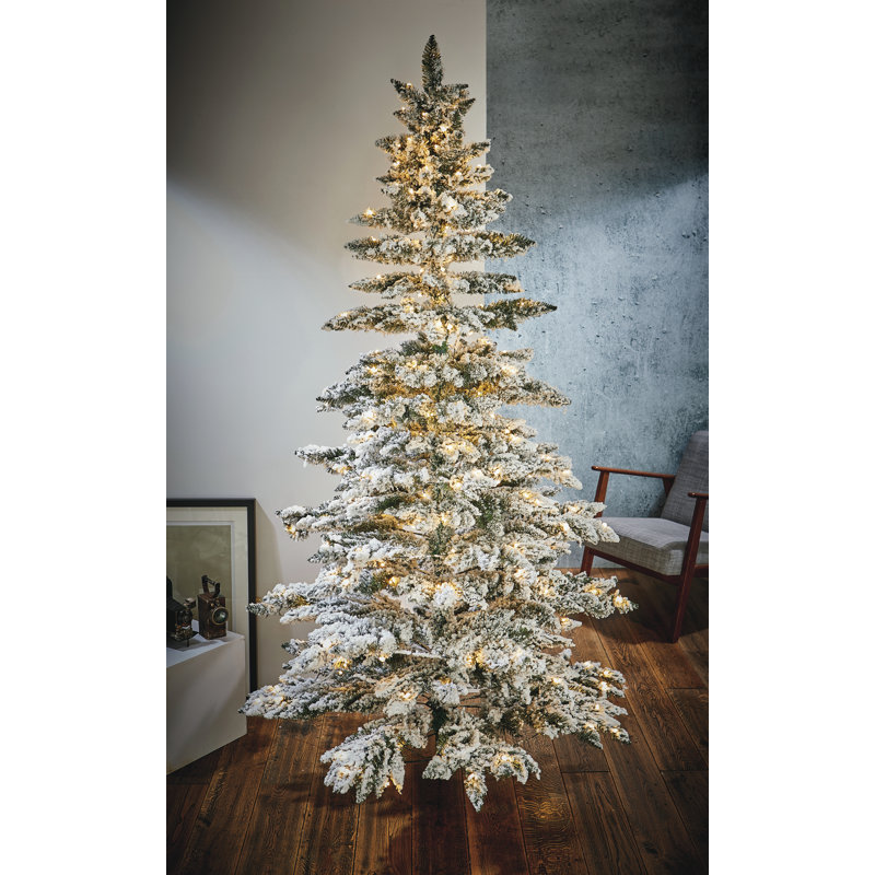 The Seasonal Aisle Prelit Flocked Vale 7ft Green Pine Artificial