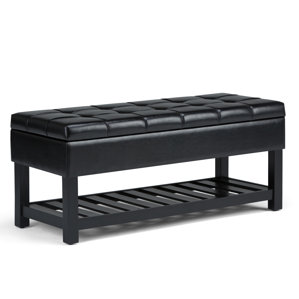 Saxon Faux Leather Storage Bench by Simpli Home