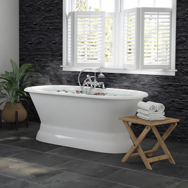 Double Ended Pedestal 60 x 30 Freestanding Soaking Bathtub by Cambridge Plumbing