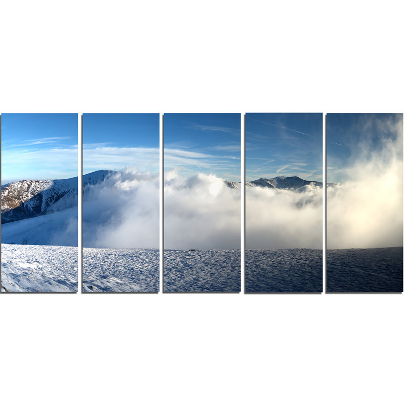 Designart Beautiful Winter Landscape 5 Piece Wall Art On Wrapped