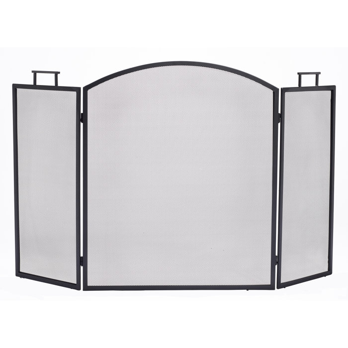 Home Furniture Diy 3 Panel Fireplace Screen Cover Black Steel
