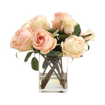 silk roses in vase