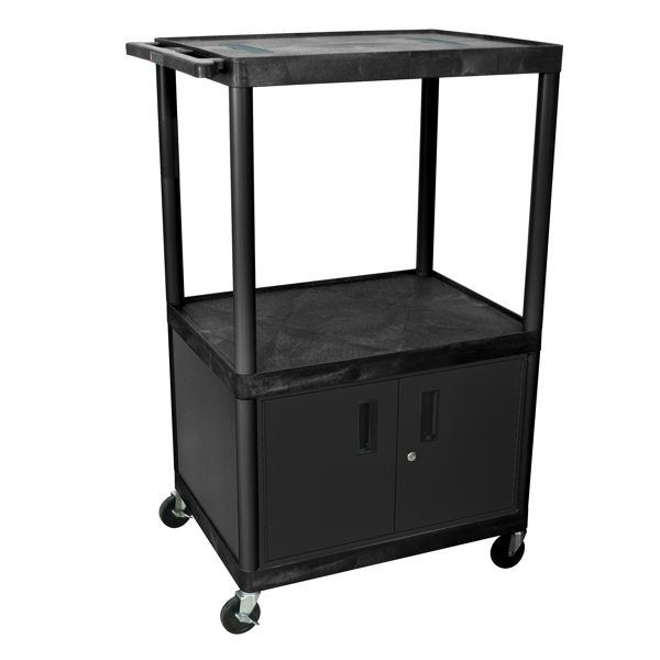 Open Shelf Endura Video AV Cart with Locking Cabinet by Luxor