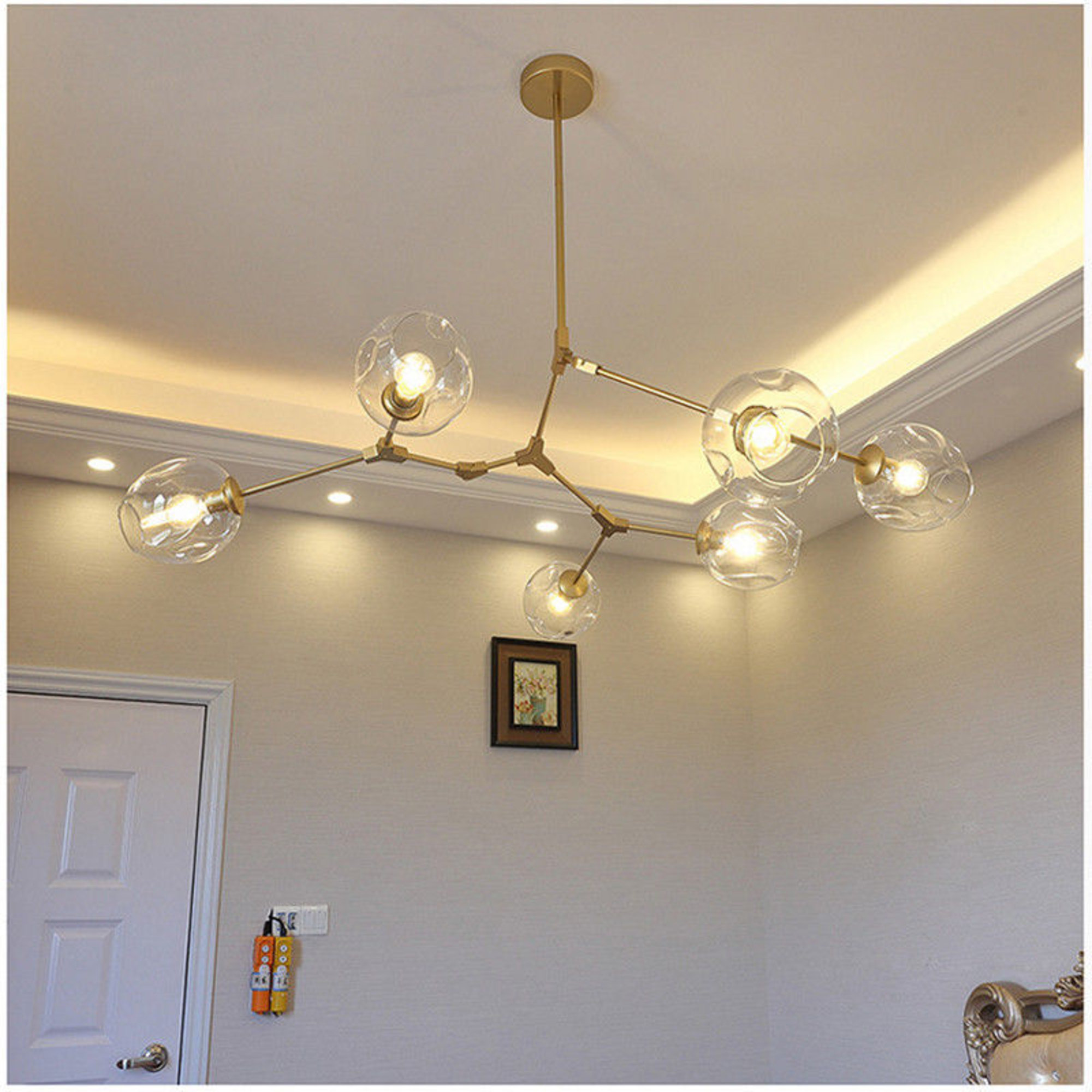 George Oliver Dingle 6 Light Sputnik Modern Linear Chandelier George Oliver Dingle 6 Light Sputnik