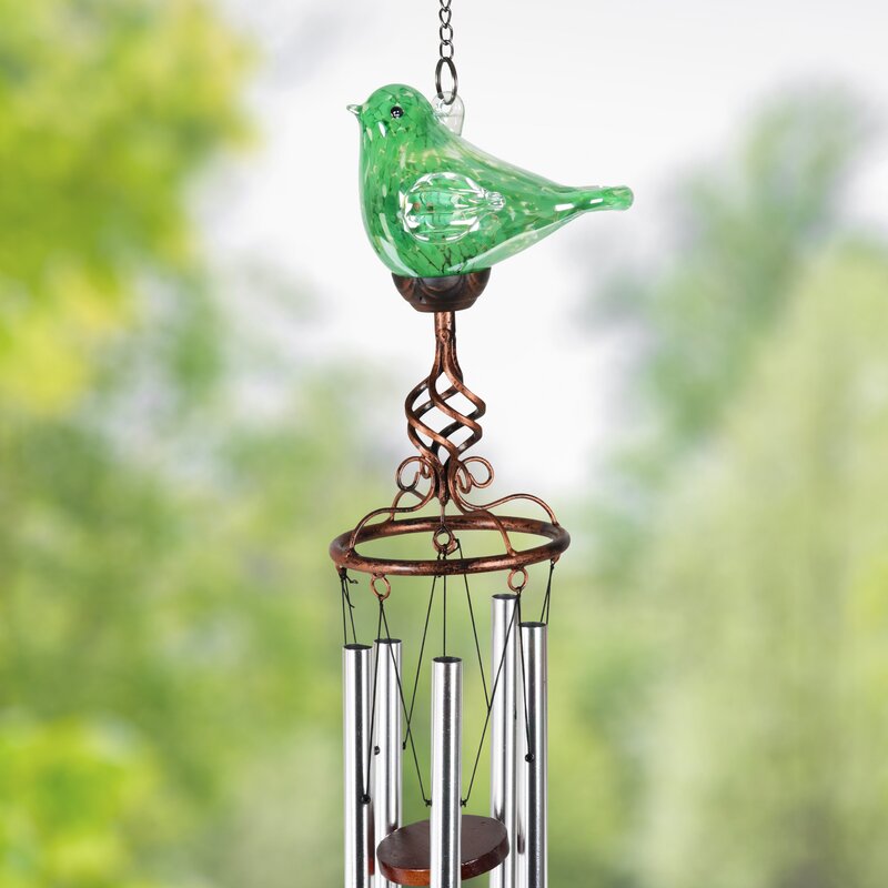 Exhart Solar Glass Bird Wind Chime & Reviews | Wayfair