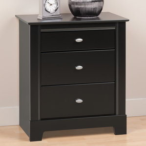 Belgium Black 3 Drawer Nightstand by Red Barrel Studio